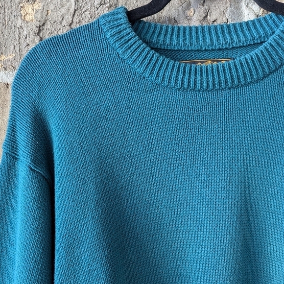 Vintage 90s Eddie Bauer 100% Cotton Green Crew Neck Sweater Small - Picture 2 of 5